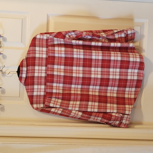 Flannel Button Down Top Red Plaid Eddie Bauer (Medium) Women's - Picture 5 of 11